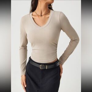 CIDER RIB SWEETHEART SOLID LONG SLEEVE CROP TEE